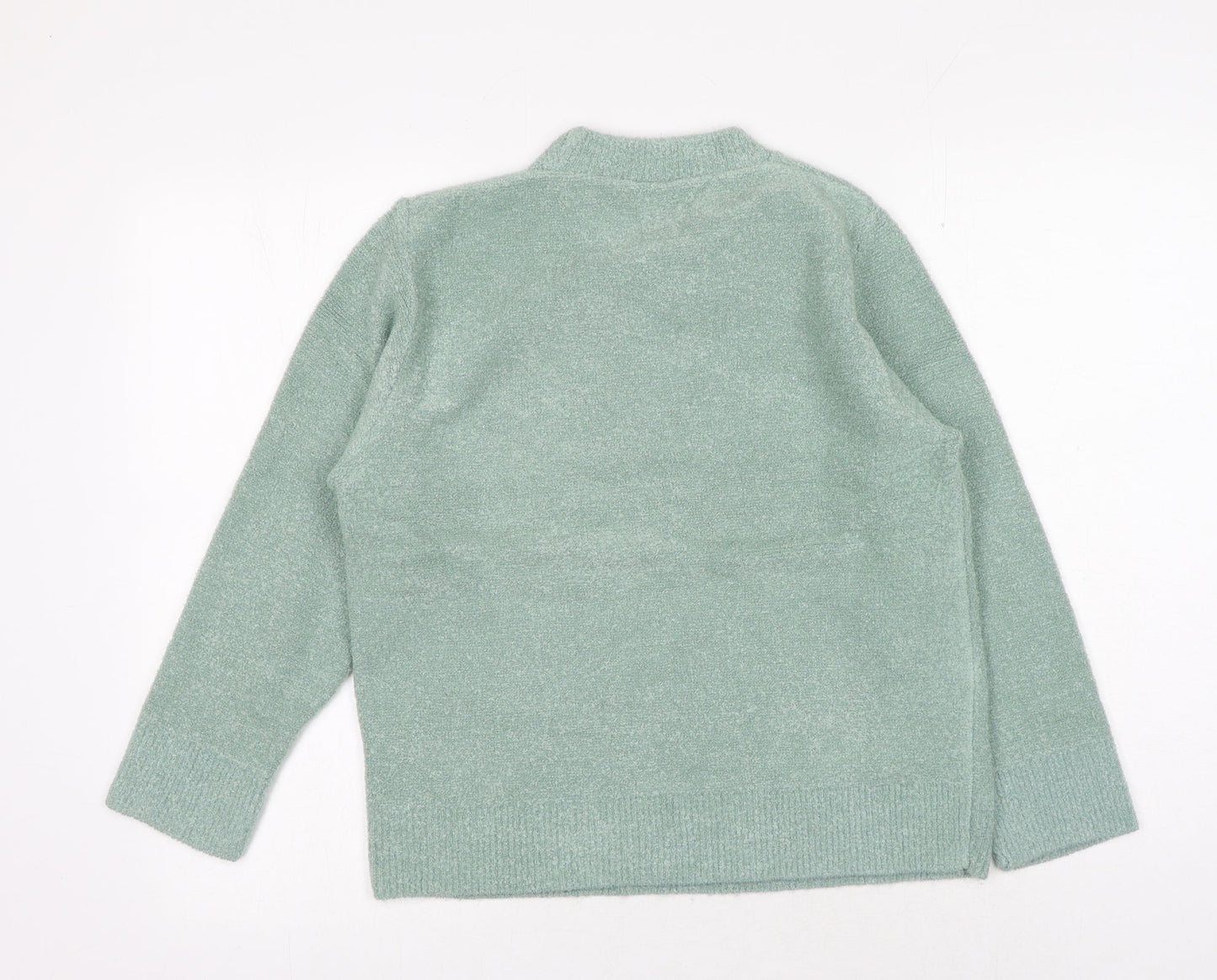 4 Me Womens Green Round Neck Acrylic Pullover Jumper Size S