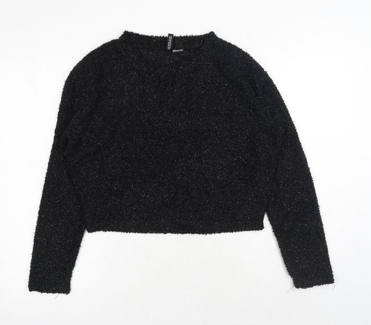 H&M Womens Black Round Neck Polyester Pullover Jumper Size S