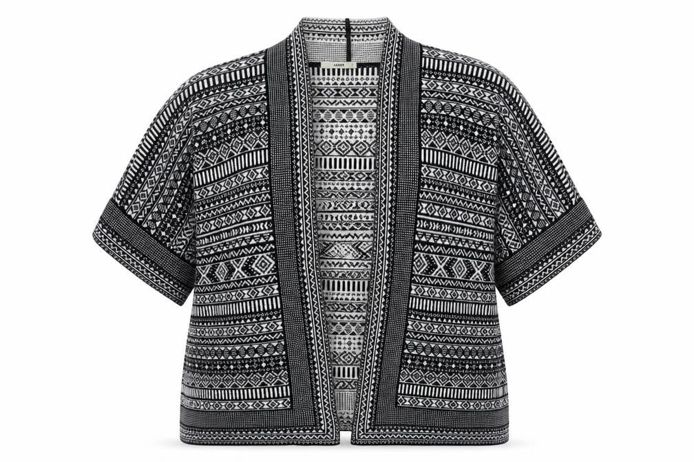 Oasis Womens Black V-Neck Geometric Acrylic Cardigan Jumper Size S