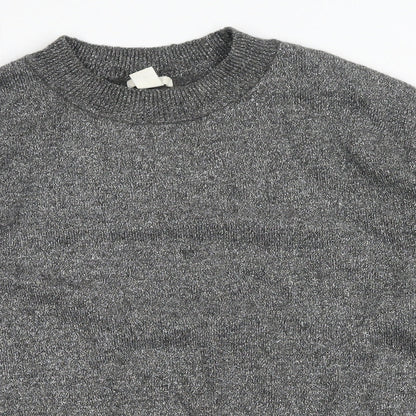 H&M Womens Silver Round Neck Acrylic Pullover Jumper Size M
