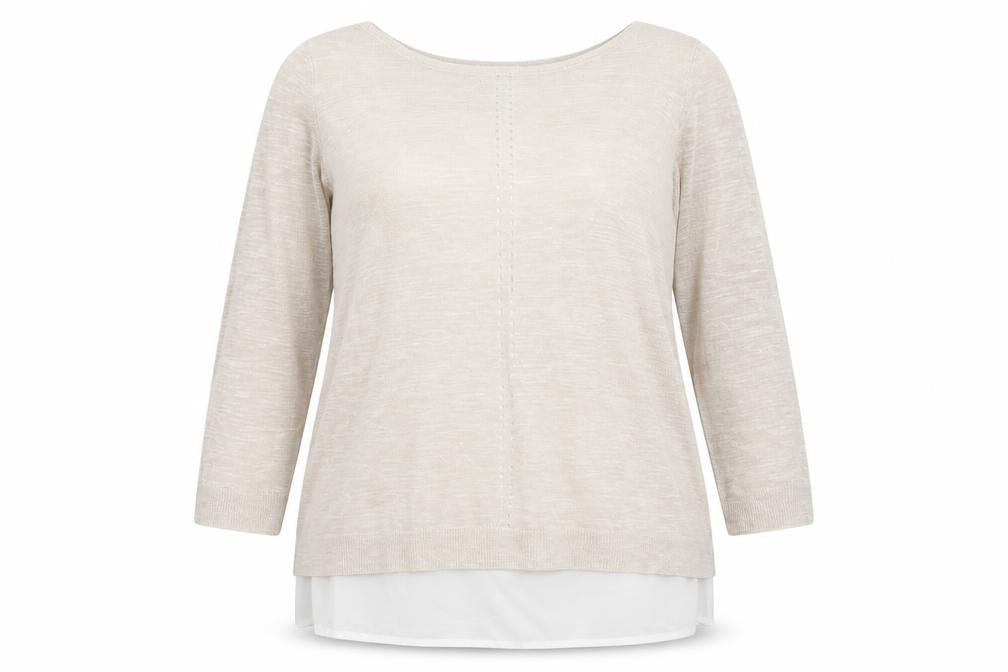 M&Co Womens Beige Round Neck Acrylic Pullover Jumper Size 14