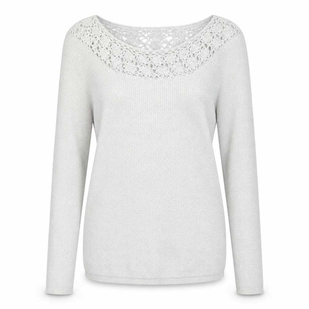 Colour Works Womens Silver Scoop Neck Rayon Pullover Jumper Size M
