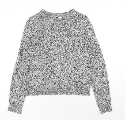H&M Womens Grey Round Neck Acrylic Pullover Jumper Size XS