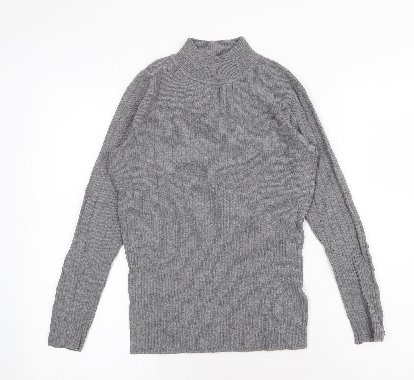 Marks and Spencer Womens Grey High Neck Viscose Pullover Jumper Size 8
