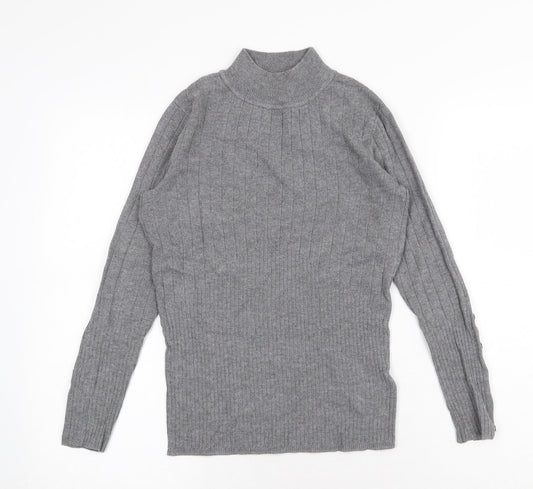 Marks and Spencer Womens Grey High Neck Viscose Pullover Jumper Size 8