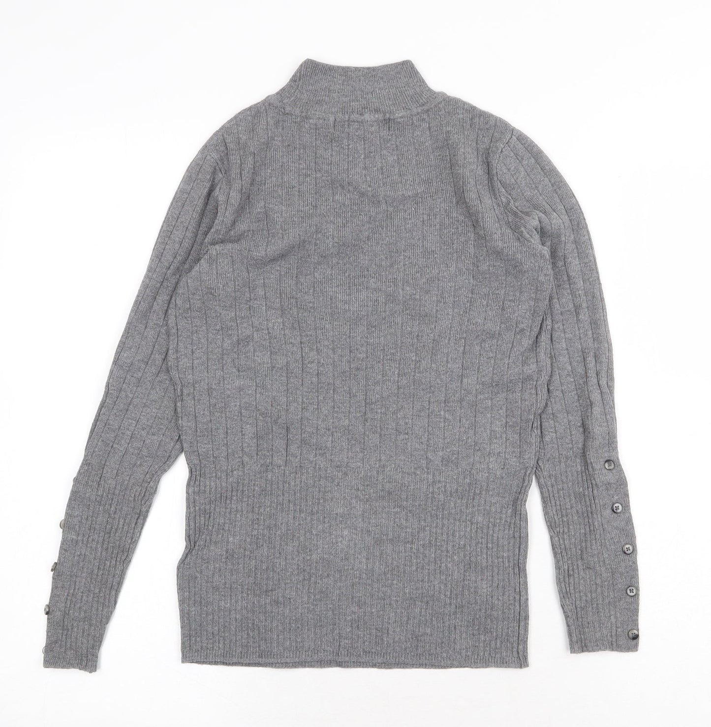 Marks and Spencer Womens Grey High Neck Viscose Pullover Jumper Size 8