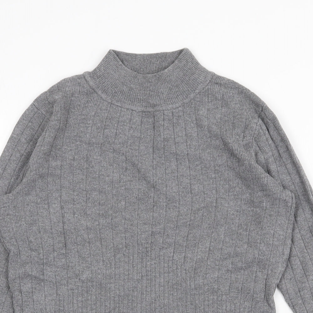 Marks and Spencer Womens Grey High Neck Viscose Pullover Jumper Size 8