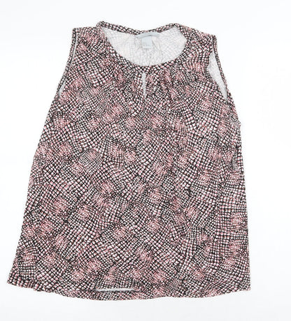 H&M Womens Pink Geometric Polyester Basic Tank Size M Scoop Neck