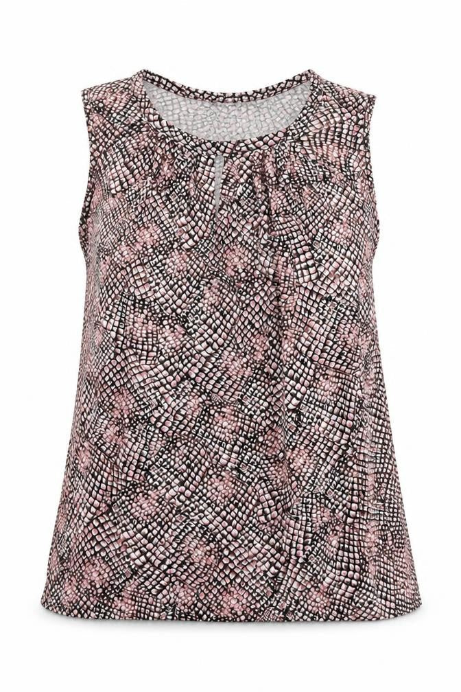 H&M Womens Pink Geometric Polyester Basic Tank Size M Scoop Neck