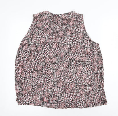 H&M Womens Pink Geometric Polyester Basic Tank Size M Scoop Neck