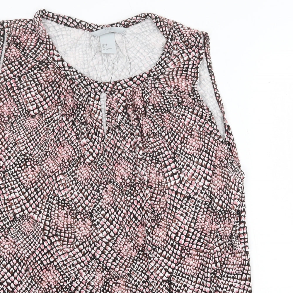 H&M Womens Pink Geometric Polyester Basic Tank Size M Scoop Neck