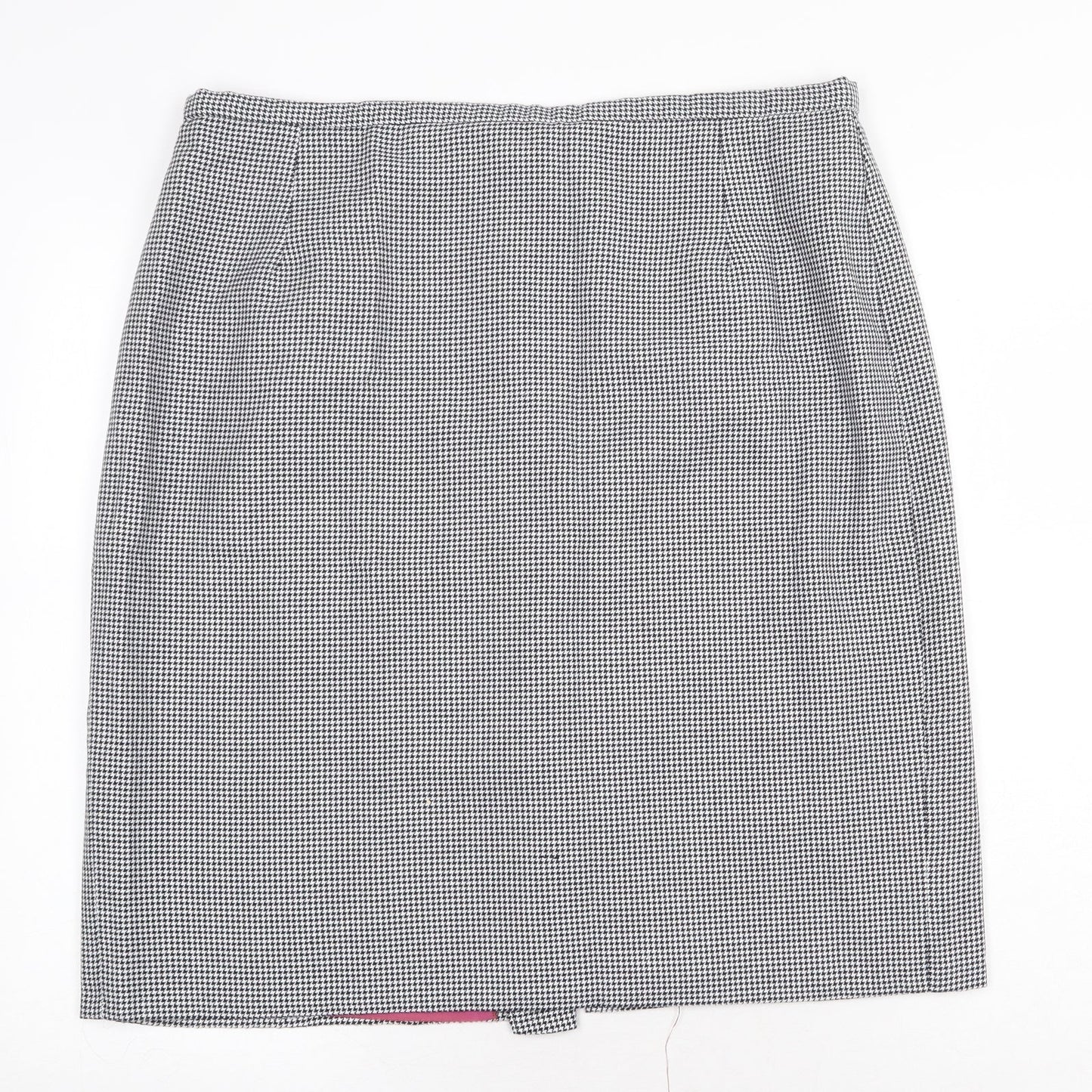 Preworn Womens Grey Check Cotton Straight & Pencil Skirt Size 36 in Zip