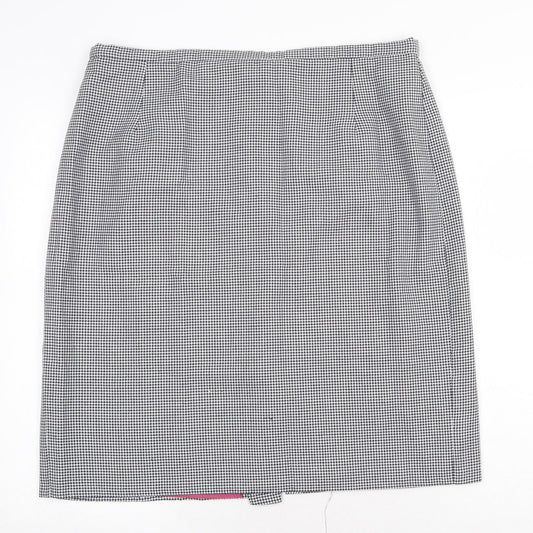 Preworn Womens Grey Check Cotton Straight & Pencil Skirt Size 36 in Zip