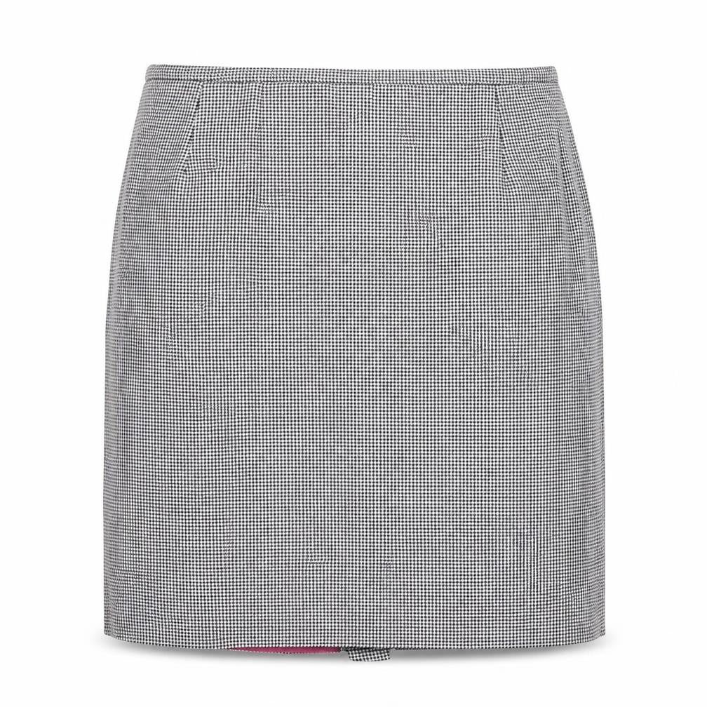 Preworn Womens Grey Check Cotton Straight & Pencil Skirt Size 36 in Zip