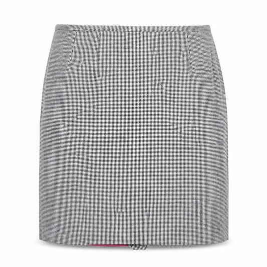 Preworn Womens Grey Check Cotton Straight & Pencil Skirt Size 36 in Zip