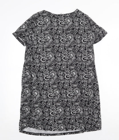 Bonprix Womens Black Paisley Viscose Shift Size S Square Neck Pullover