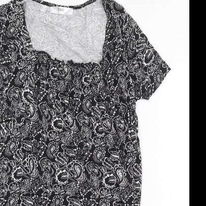 Bonprix Womens Black Paisley Viscose Shift Size S Square Neck Pullover