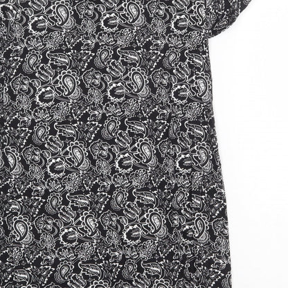 Bonprix Womens Black Paisley Viscose Shift Size S Square Neck Pullover