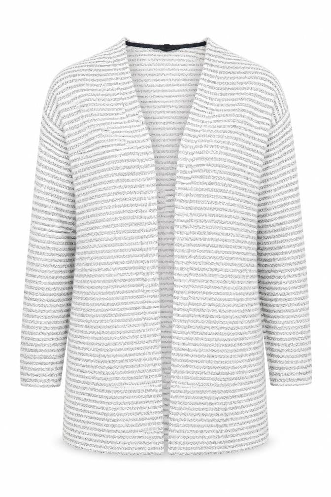 NEXT Womens Grey V-Neck Striped Polyester Cardigan Jumper Size 8