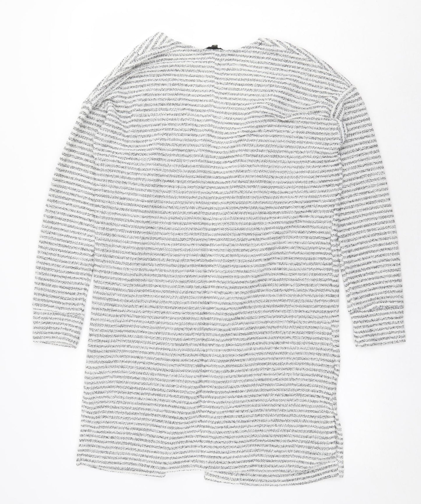 NEXT Womens Grey V-Neck Striped Polyester Cardigan Jumper Size 8