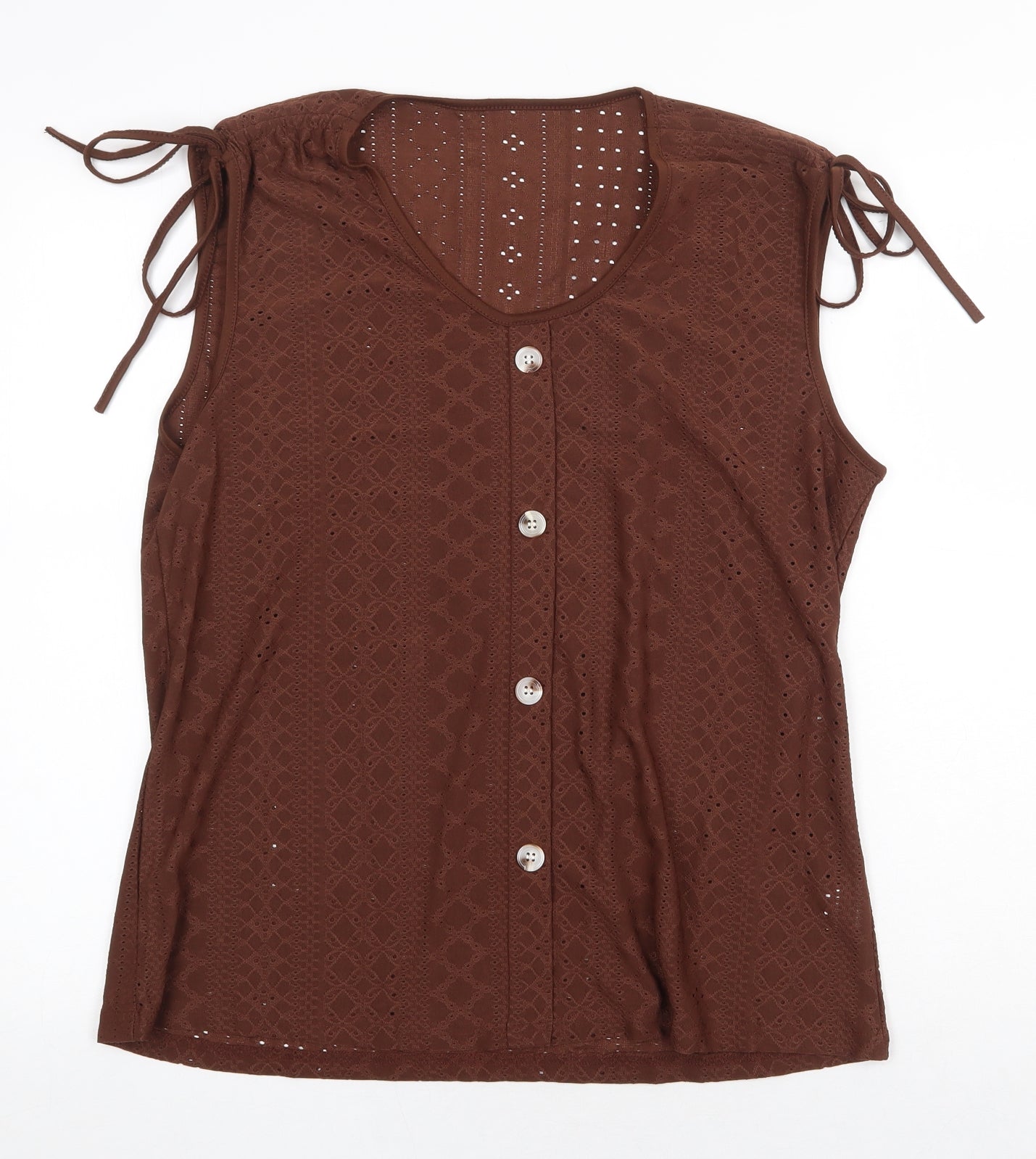 Preworn Womens Brown Polyester Basic Tank Size XL Round Neck