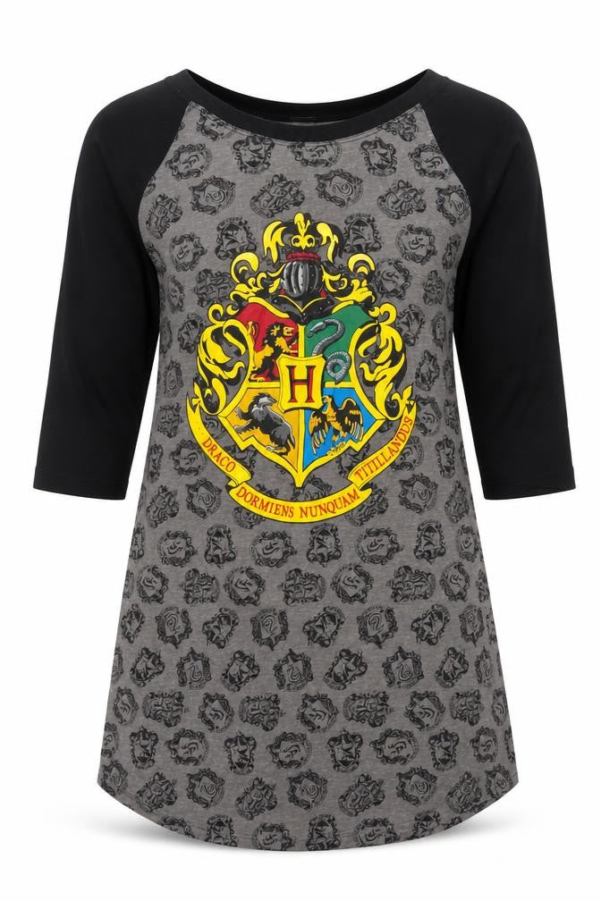 Harry Potter Wizarding World Womens Grey Geometric Cotton Basic T-Shirt Size XS Round Neck - Harry Potter