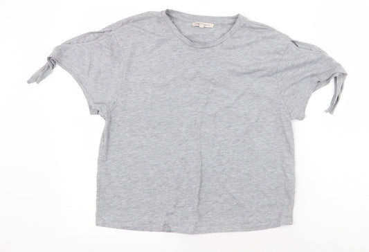 Marks and Spencer Womens Grey Polyester Basic T-Shirt Size 10 Round Neck
