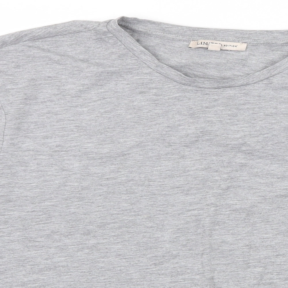Marks and Spencer Womens Grey Polyester Basic T-Shirt Size 10 Round Neck