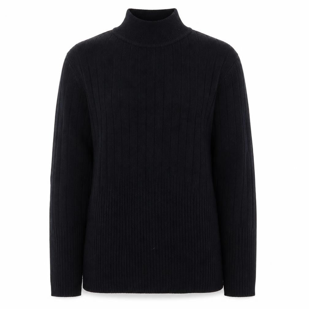 Marks & Spencer Womens Black Mock Neck Herringbone Viscose Pullover Jumper Size 8