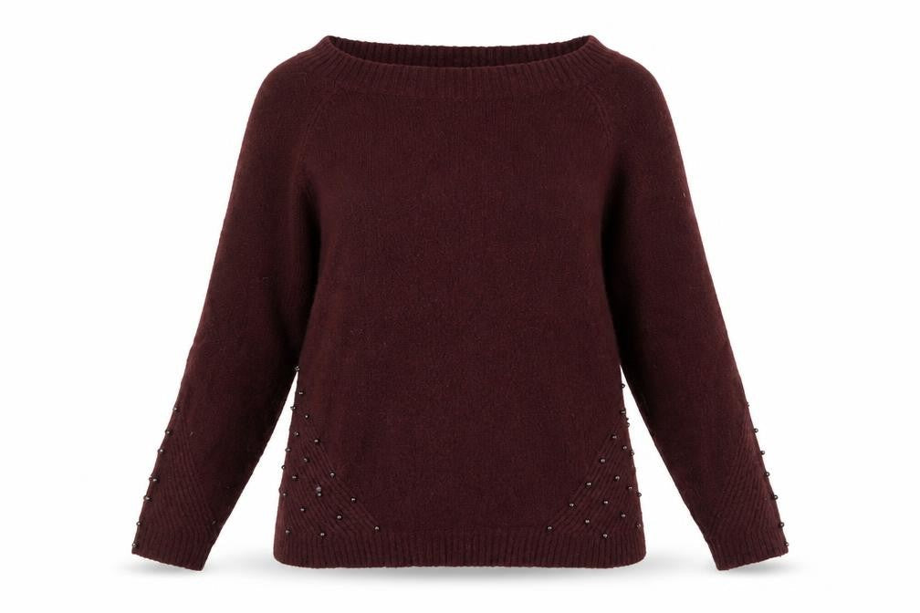 Dorothy Perkins Womens Red V-Neck Herringbone Acrylic Pullover Jumper Size 14