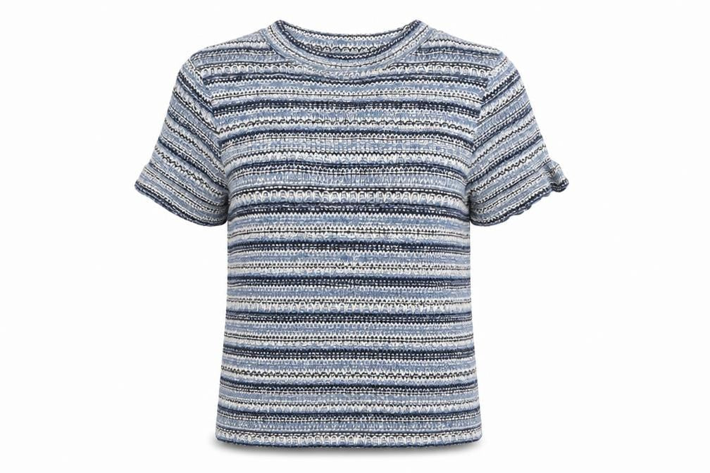 River Island Womens Blue Round Neck Striped Acrylic Pullover Jumper Size 8
