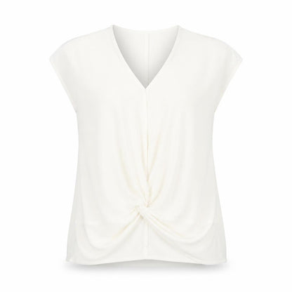 Warehouse Womens White Polyester Basic Blouse Size 12 V-Neck - Knot Front