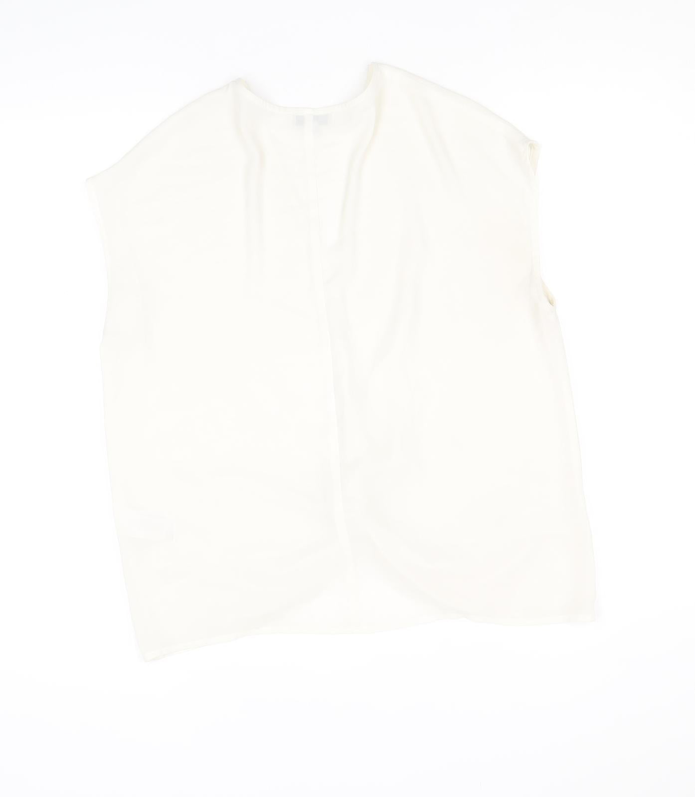 Warehouse Womens White Polyester Basic Blouse Size 12 V-Neck - Knot Front