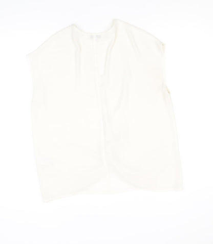 Warehouse Womens White Polyester Basic Blouse Size 12 V-Neck - Knot Front