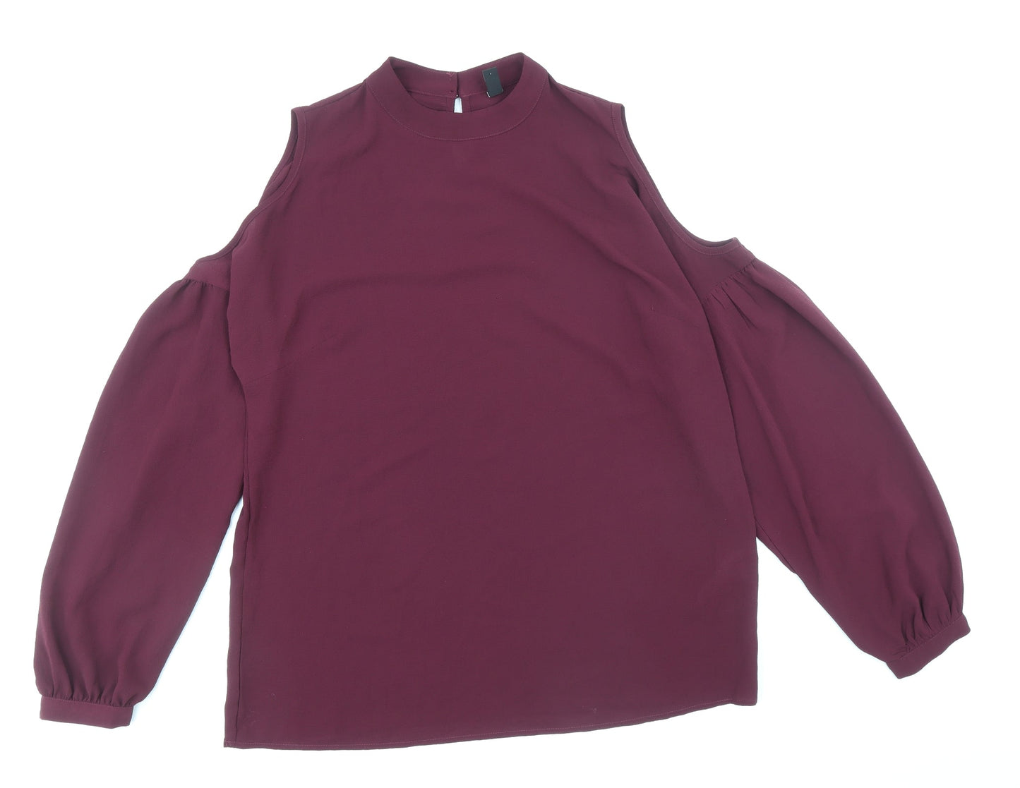 Y.A.S Womens Purple Polyester Basic Blouse Size L Round Neck - Cold Shoulder