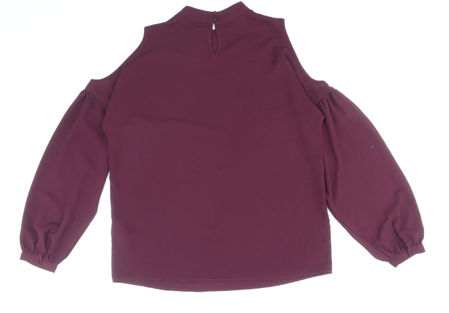 Y.A.S Womens Purple Polyester Basic Blouse Size L Round Neck - Cold Shoulder