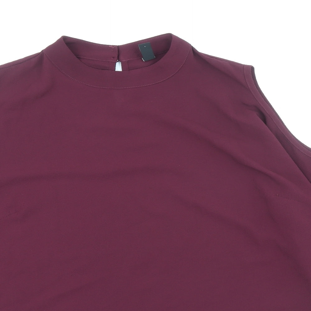 Y.A.S Womens Purple Polyester Basic Blouse Size L Round Neck - Cold Shoulder