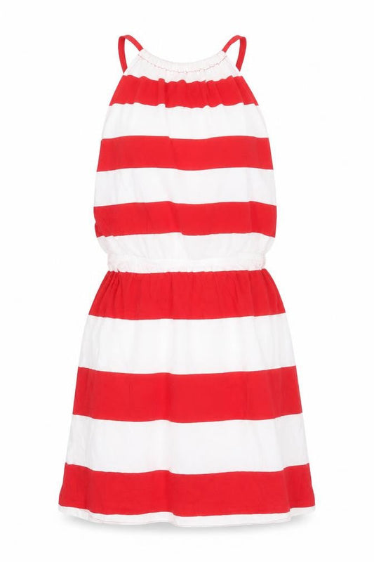 French Connection Womens Red Striped 100% Cotton Mini Size S Halter Tie