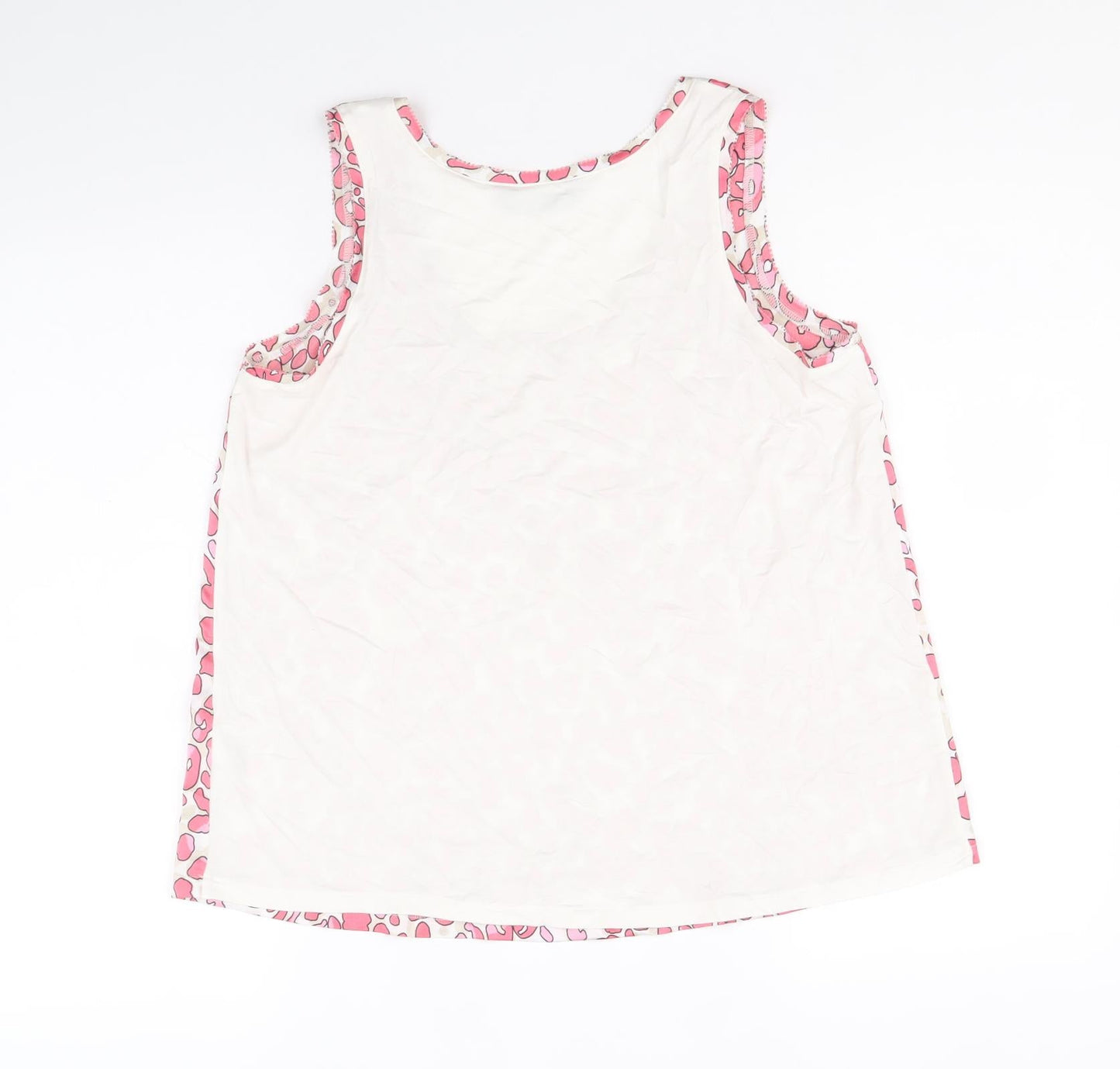 Marks and Spencer Womens Pink Animal Print Polyester Basic Tank Size 8 Round Neck - Leopard Print