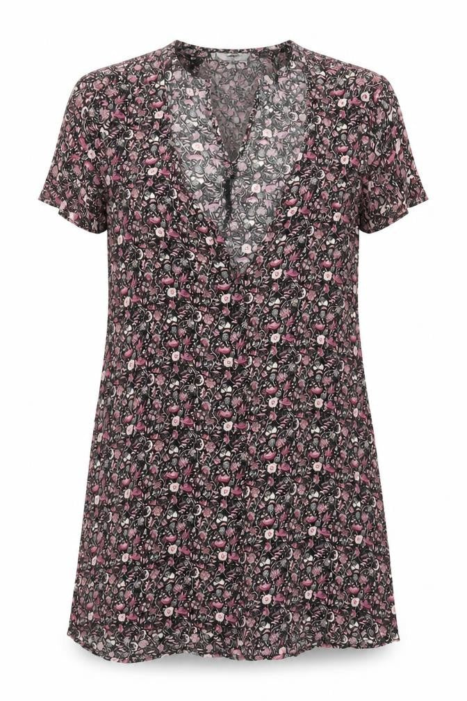 FOREVER 21 Womens Multicoloured Floral Viscose A-Line Size M V-Neck Button