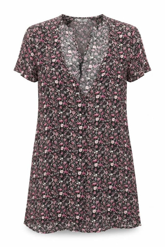 FOREVER 21 Womens Multicoloured Floral Viscose A-Line Size M V-Neck Button