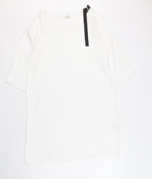 River Island Womens White Polyester Sheath Size 12 Round Neck Pullover