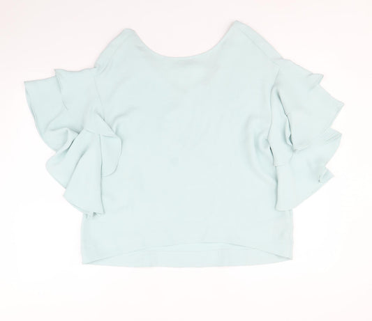 Marks and Spencer Womens Blue Polyester Basic Blouse Size 12 Round Neck