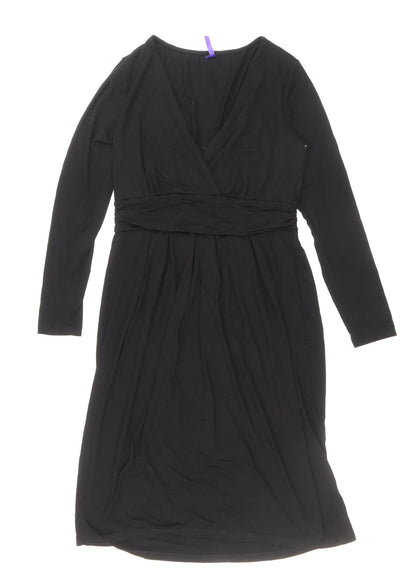 Womens Black Polyester Sheath Size 10 V-Neck Pullover