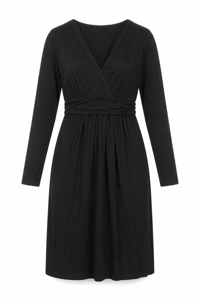 Preworn Womens Black Polyester Sheath Size 10 V-Neck Pullover