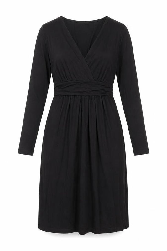 Womens Black Polyester Sheath Size 10 V-Neck Pullover