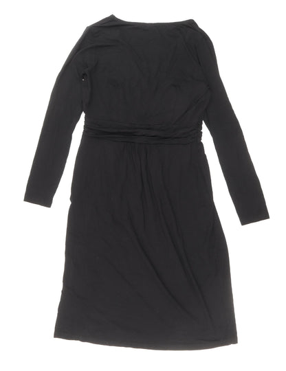 Womens Black Polyester Sheath Size 10 V-Neck Pullover