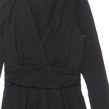 Womens Black Polyester Sheath Size 10 V-Neck Pullover