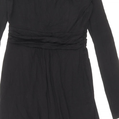 Womens Black Polyester Sheath Size 10 V-Neck Pullover