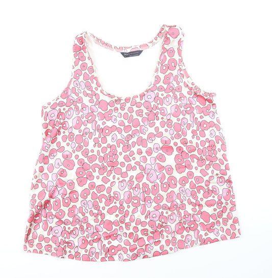 Marks and Spencer Womens Pink Animal Print Polyester Basic Tank Size 8 Scoop Neck - Leopard Print